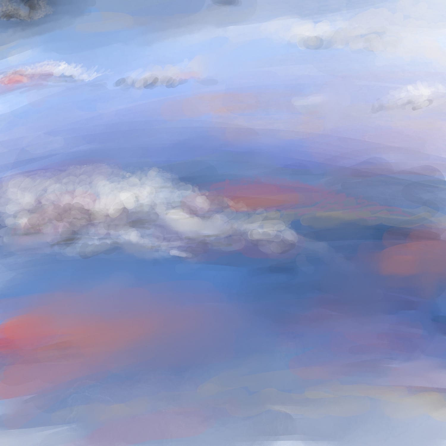 Sky over ocean - Artwork - Abstract digital artwork of a beautiful cloudy sky over an ocean lit in vivid colours